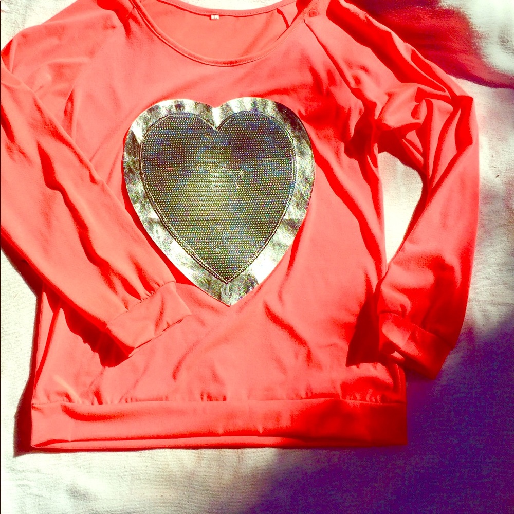 Glam Neon Heart embellished Top 💕
